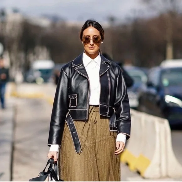 Sandro Shay Leather Moto Jacket sz 1 - Picture 2 of 5